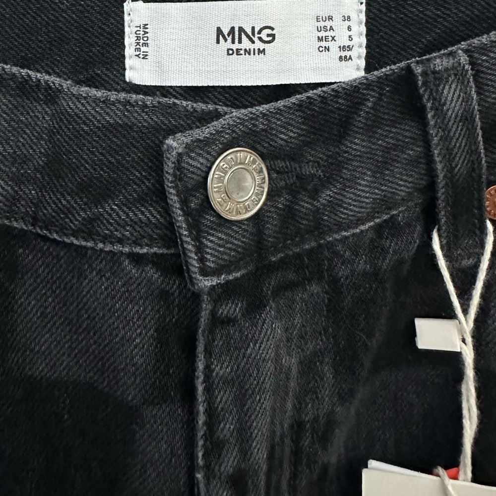 NEW! MNG CHECKERED Jeans Size 6 NWT Womens Black - Picture 11 of 14